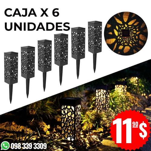 LUCES SOLARES CUADRADAS DE JARDIN PACK POR 6 UDS