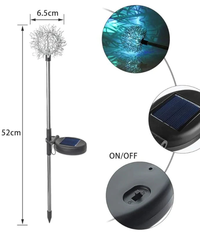 LAMPARAS SOLARES FLOR METALICA PACK X2