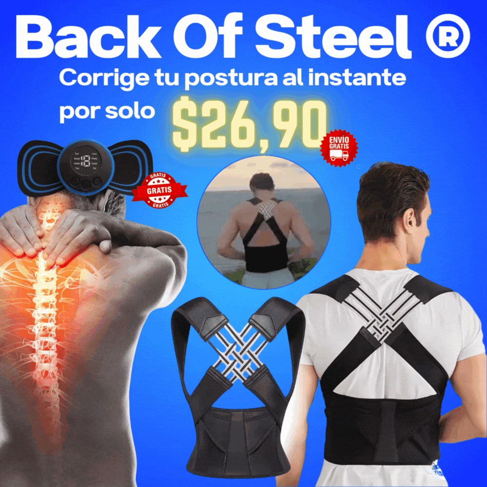 Corrector de postura Back Of Steel® + Mini Masajeador GRATIS